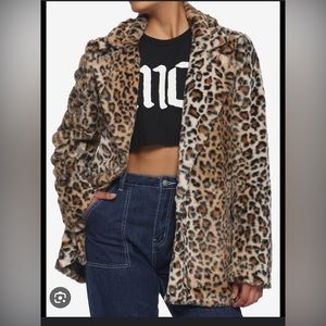 Leopard Print Faux Fur Girls Jacket